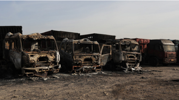 運(yùn)輸乙炔的大貨車爆炸